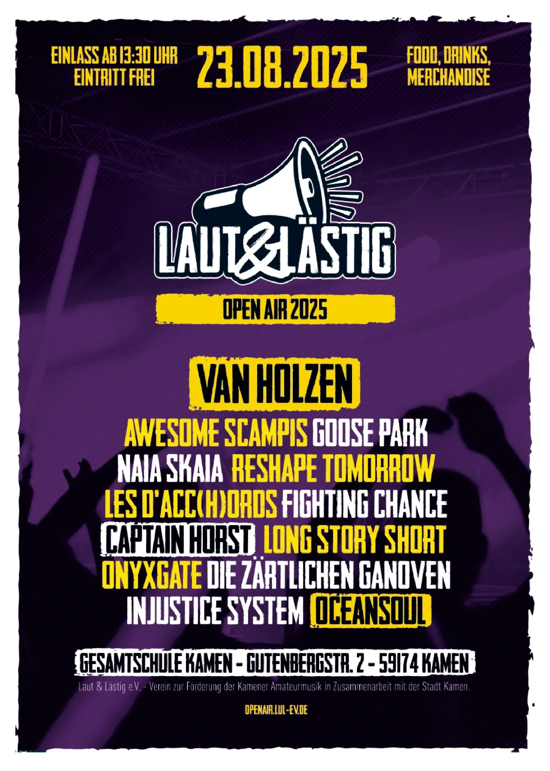 Flyer vom Open Air 2025 mit Bandauflistung