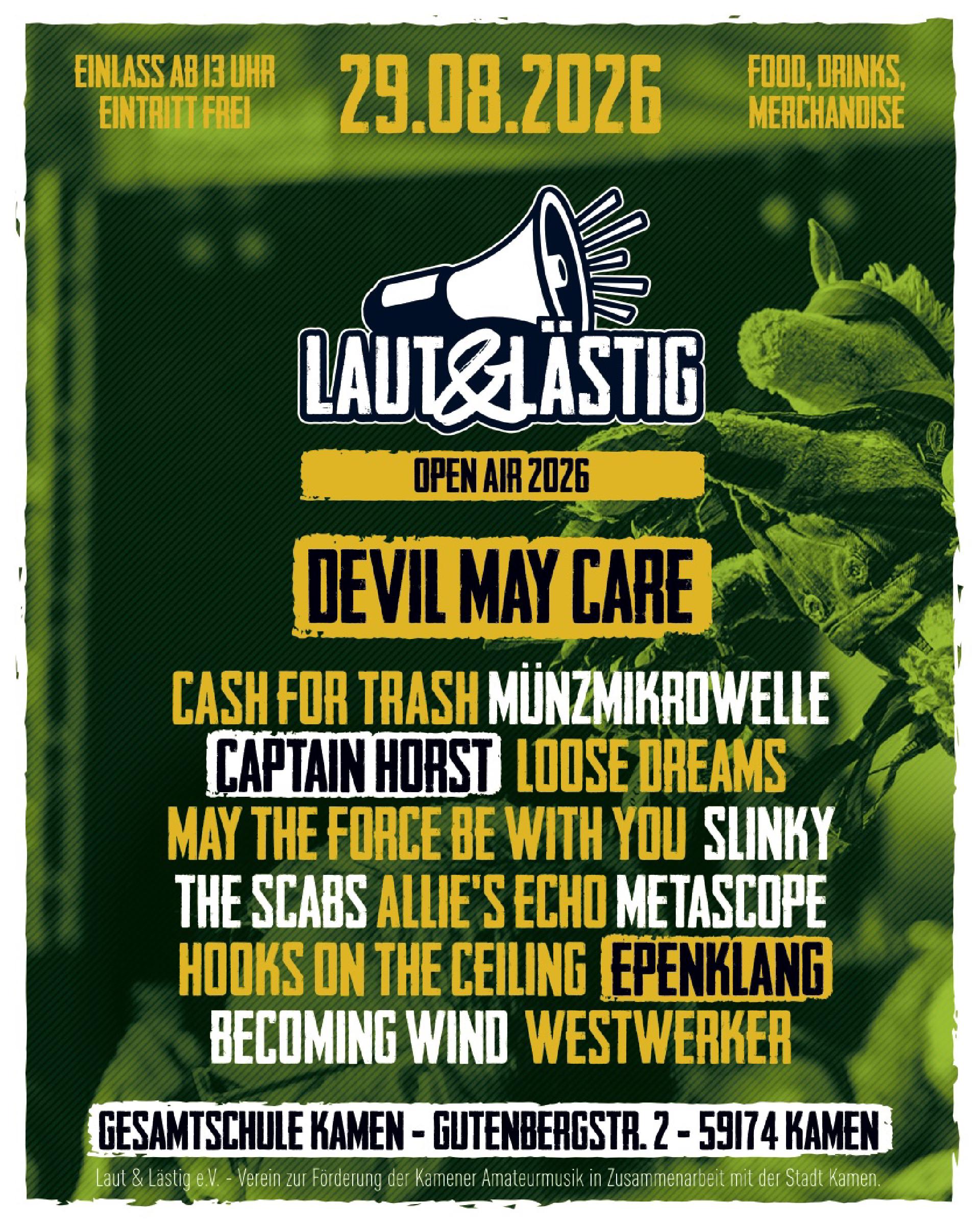 Flyer vom Open Air 2026 mit Bandauflistung