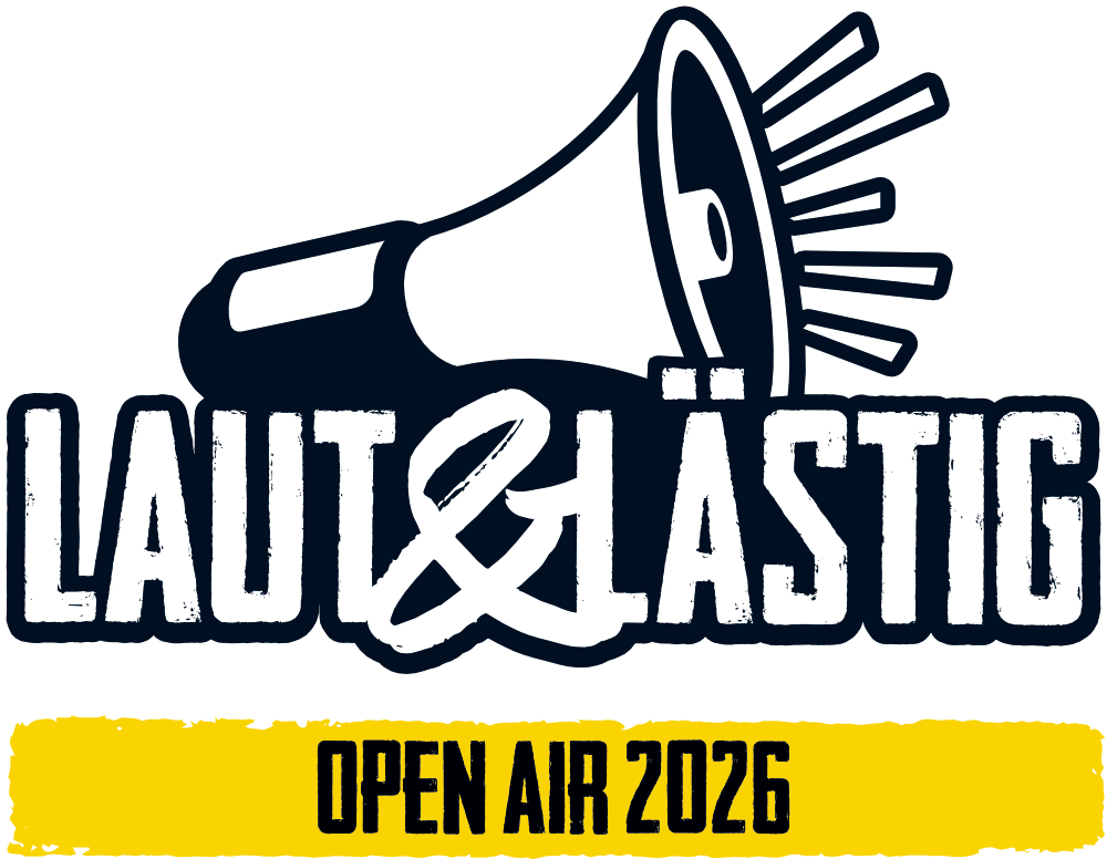 Das Logo zeigt ein Megafon mit dem Text Laut und Lästig Open Air 2026